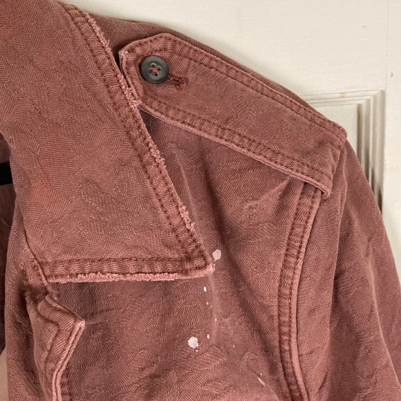 Free People Paint Splatter Jacquard Utility Jacket Rust Distressed M $186 - Picture 14 of 15